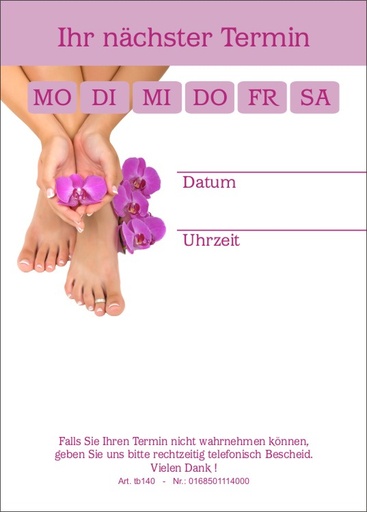 [2512] Terminkarten Fußpflege, 50 Stück